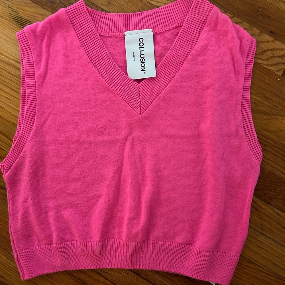 hot pink collusion sweater vest